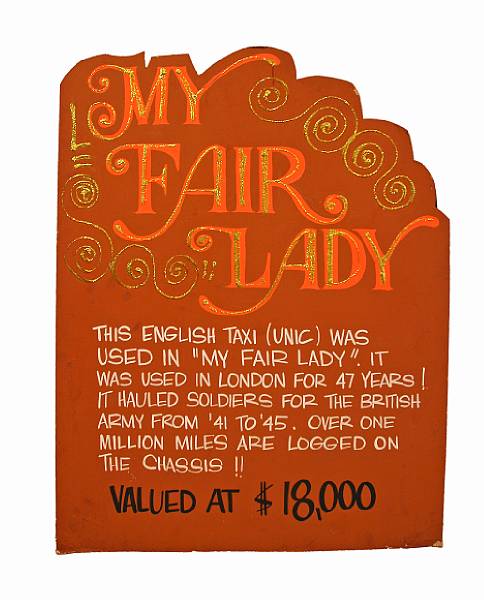 Appraisal: A sign from the movie My Fair Lady with an