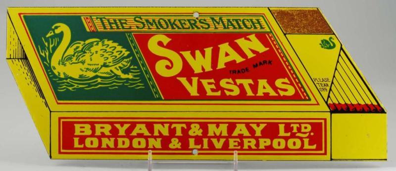 Appraisal: Porcelain Swan Vestas Smoker's Advertising Sign Condition Near Mint Size