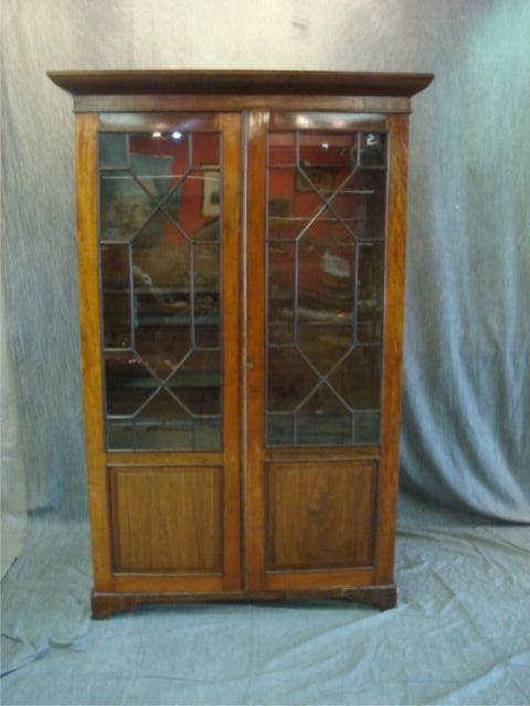 Appraisal: Antique English Walnut Cabinet with Two Doors with divided glass