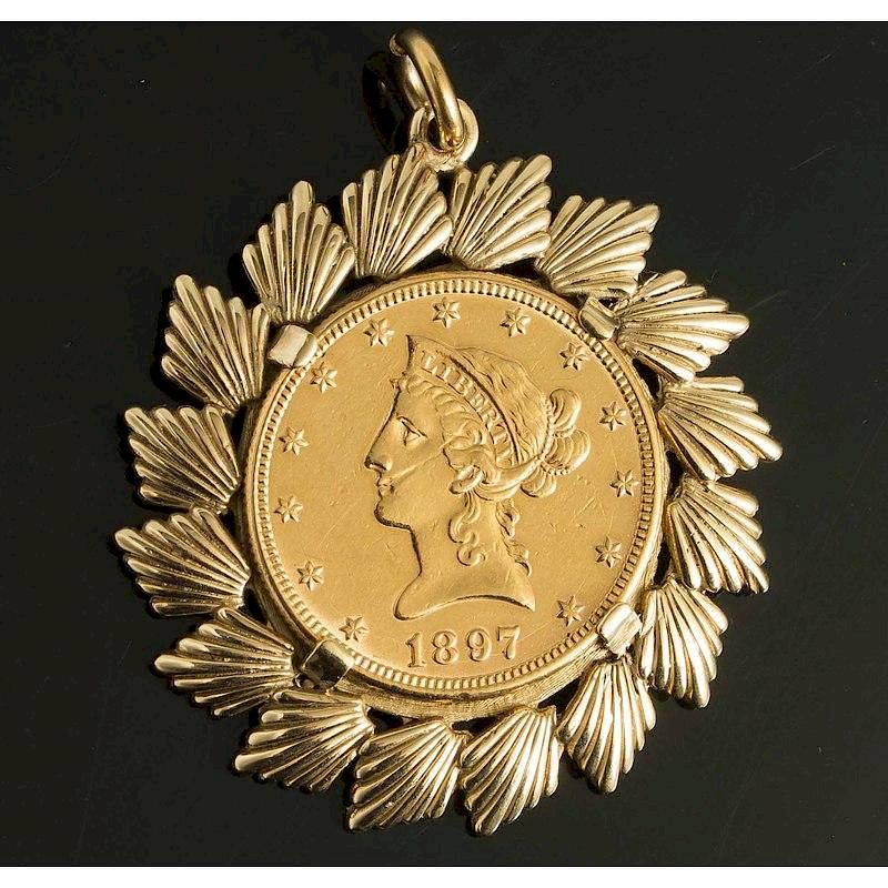 Appraisal: Liberty Head Gold Coin With K Bezel Liberty Head gold