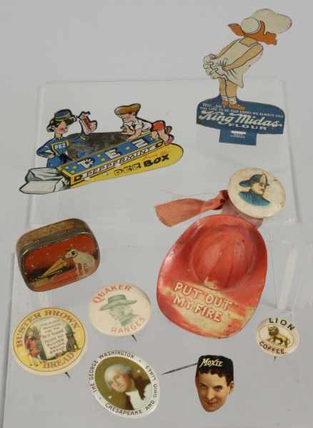 Appraisal: Lot of Advertising Buttons Tin Pieces Description Includes one for