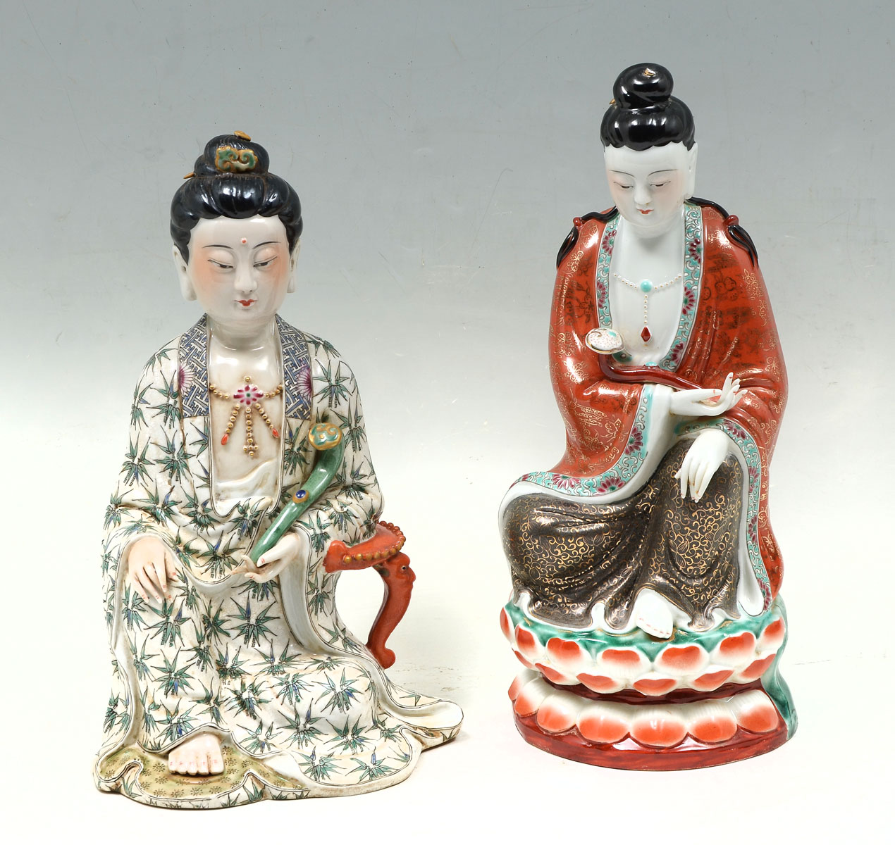 Appraisal: CHINESE PORCELAIN EMPRESSES IN BOX Comprising - kneeling empress having