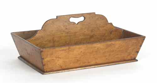 Appraisal: Pennsylvania bird's eye maple cutlery box th c with heart