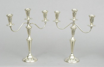 Appraisal: A Pair of Reed Barton Weighted Sterling Silver Candleholders A