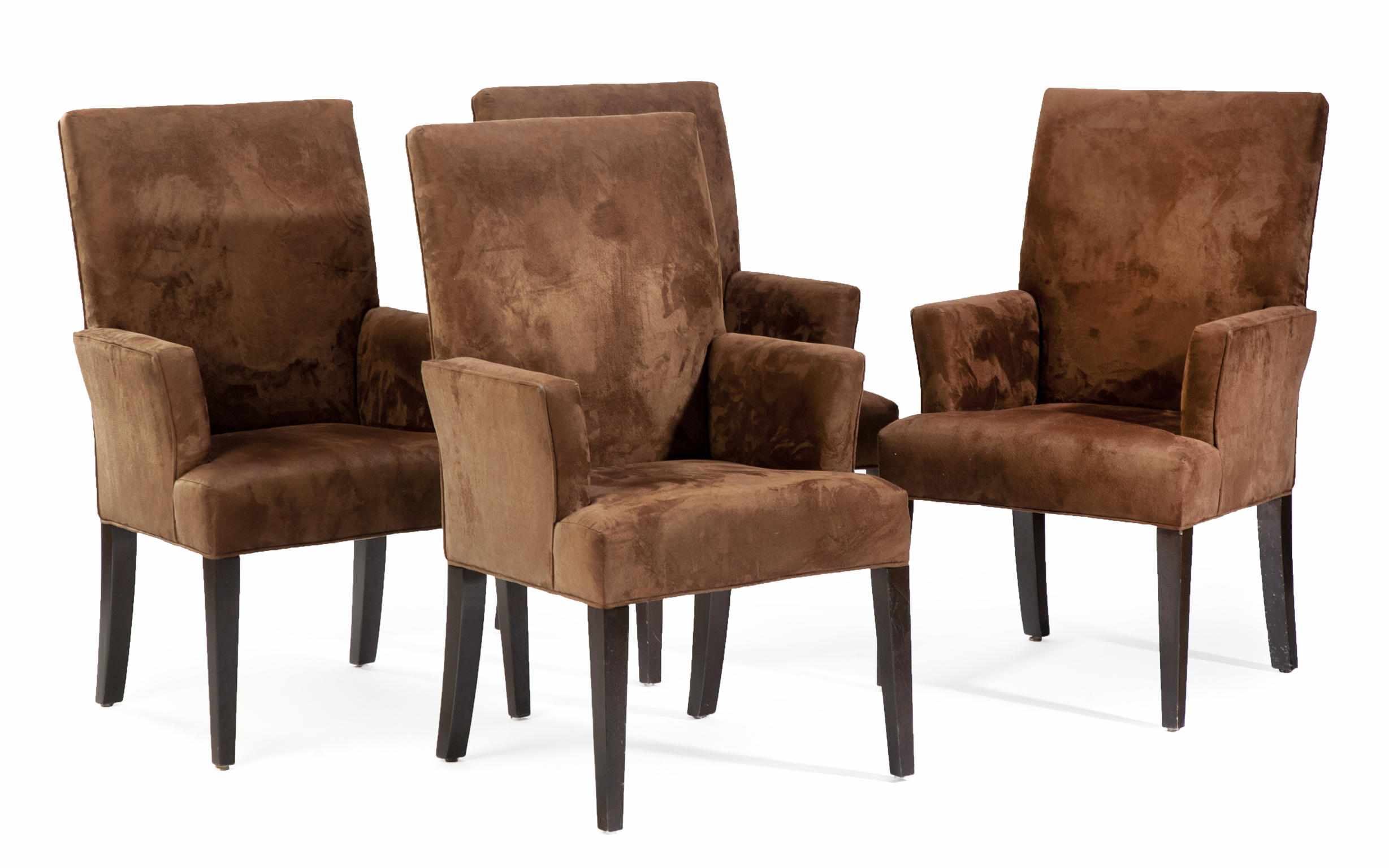 Appraisal: A pair of modern Neoclassical suede upholstered armchairs height in