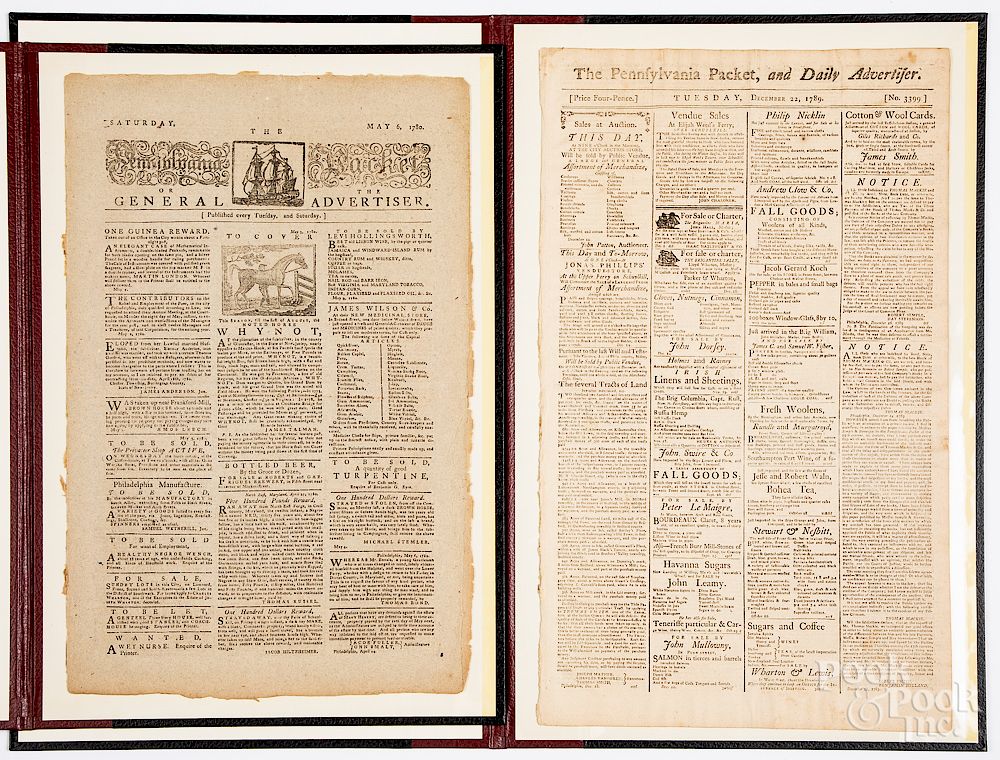 Appraisal: Two th c Pennsylvania Packet newspapers Exclusive on Bidsquare Two