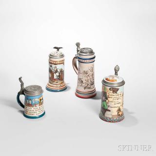 Appraisal: Three Mettlach Steins and a German Stein Germany early th