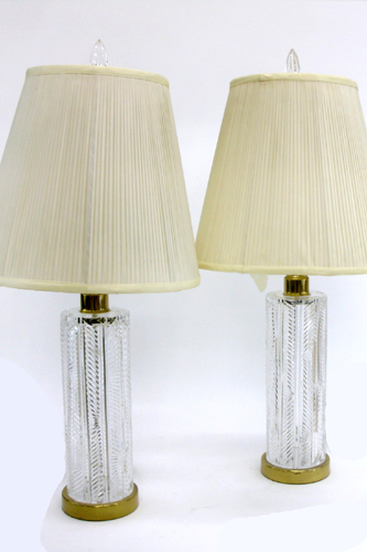 Appraisal: PAIR IRISH WATERFORD CRYSTAL LARGE TABLE LAMPS hand cut and