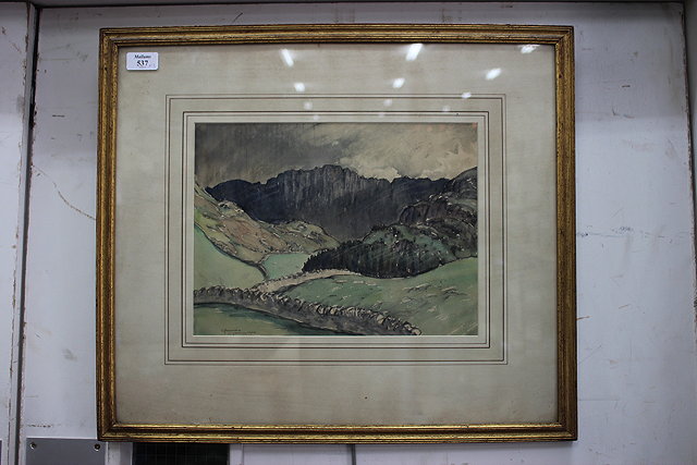 Appraisal: SIR CHARLES JOHN HOLMES - Glaramara watercolour signed inscribed and