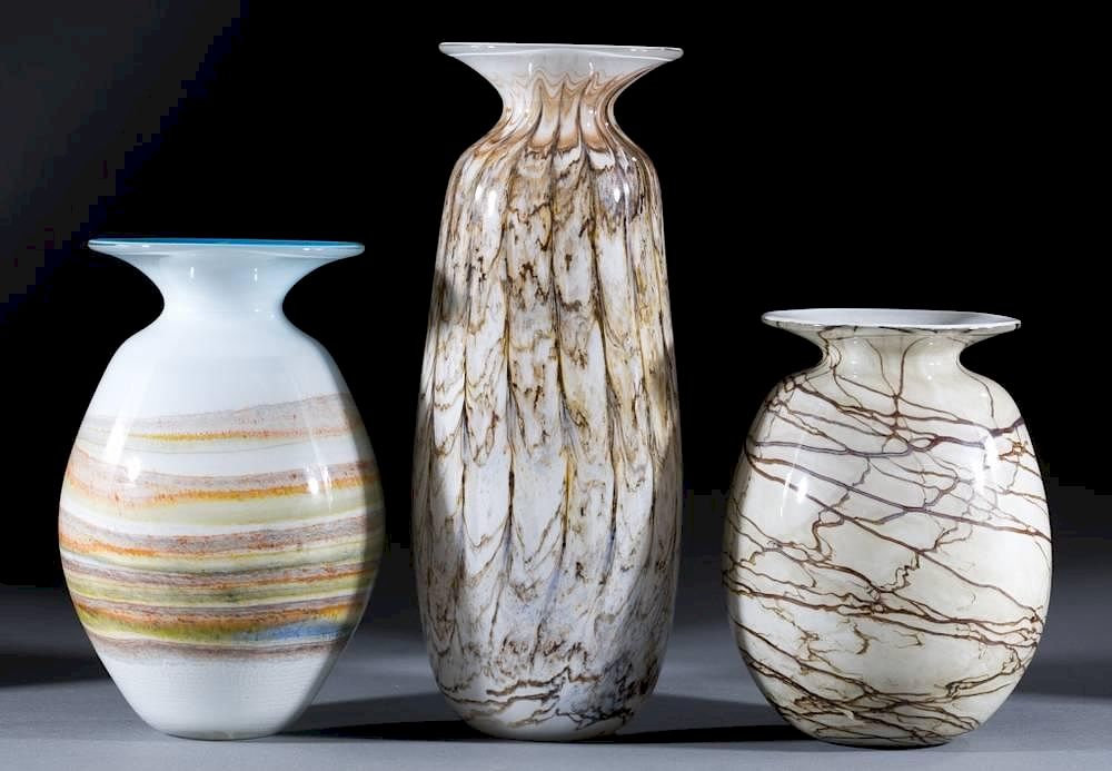 Appraisal: Group of Nourot Glass Studio vases A group of Nourot