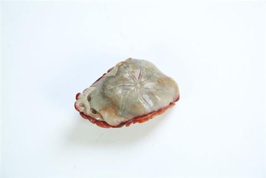 Appraisal: CARVED WATER LILY Asian possibly archaic jade Two-tone stone with