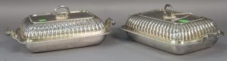 Appraisal: Pair of Sheffield silverplated covered vegetable dishes with coat of