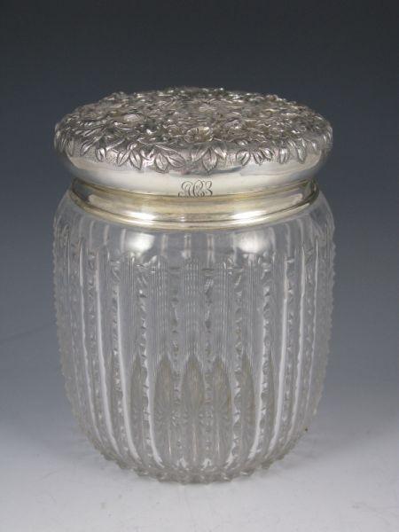 Appraisal: S Kirk Son Co Sterling Cut Glass Biscuit Jar ca