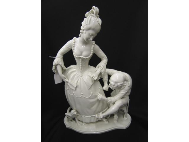 Appraisal: Fine German Porcelain Figurine of Lady with dressmaker monkey at