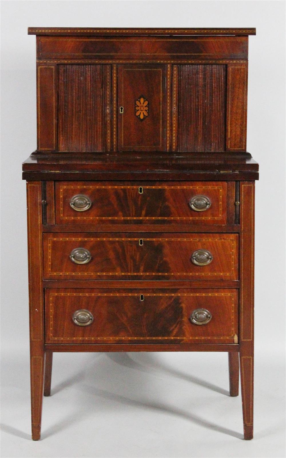 Appraisal: FEDERAL STYLE INLAID AND TAMBOUR MAHOGANY LADY'S WRITING DESK having