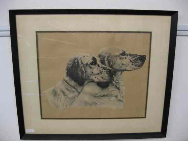 Appraisal: Leon Danchin Lithograph of English Setters '' x '' pencil