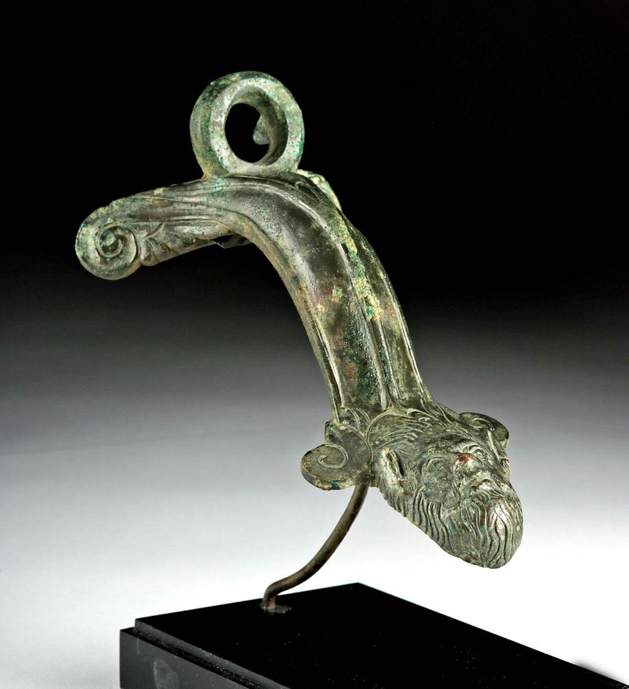 Appraisal: Roman Bronze Handle w Silenus Face Originally Listed At Roman