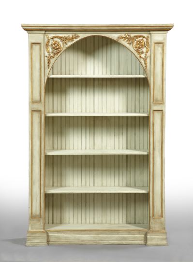 Appraisal: Continental Polychromed Bookcase the molded cornice above an arched opening