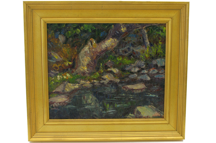 Appraisal: JOHN DOMINIQUE OIL ON PANEL Oregon California - Mission Creek