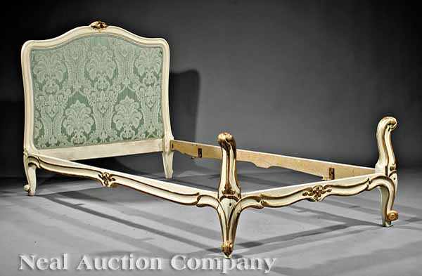 Appraisal: A Pair of Louis XV-Style Cr me Peinte Bedsteads arched