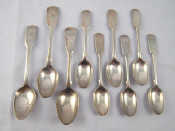 Appraisal: Silver Fiddle pattern teaspoons A set of six by George