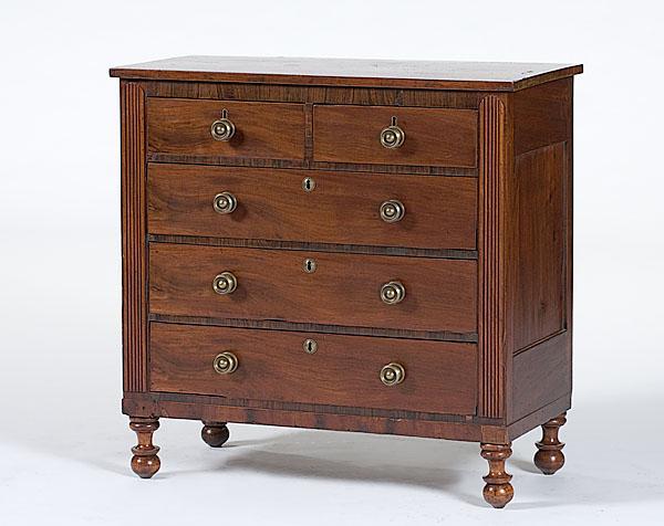 Appraisal: MID-ATLANTIC MAHOGANY YOUTH CHEST Mid-Atlantic ca A mahogany poplar and