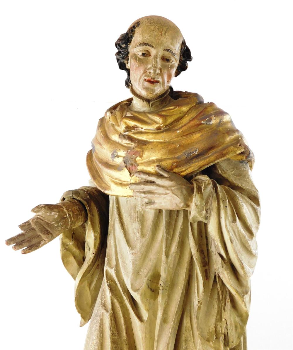 Appraisal: Carved polychrome wood sculpture of a saint Italian th C