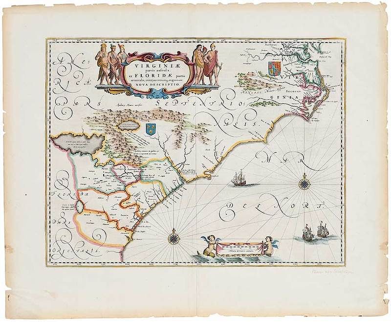 Appraisal: Willem Janszoon Blaeu Virginia Florida Map - Virginiae partis australis