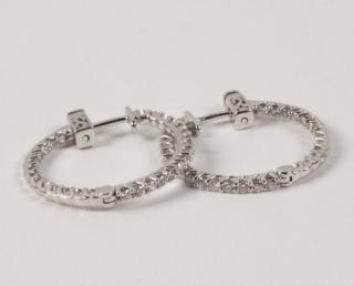 Appraisal: PAIR OF K WHITE GOLD DIAMOND HOOP EARRINGS HAVING CTW