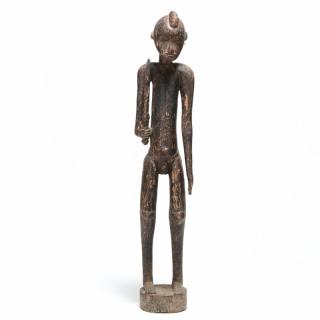 Appraisal: Large West African Male Warrior Figure With Sword carved wood