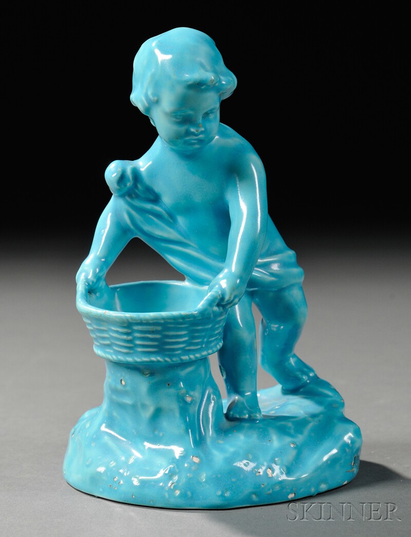 Appraisal: Wedgwood Turquoise-glazed Earthenware Figural Salt England c modeled as a