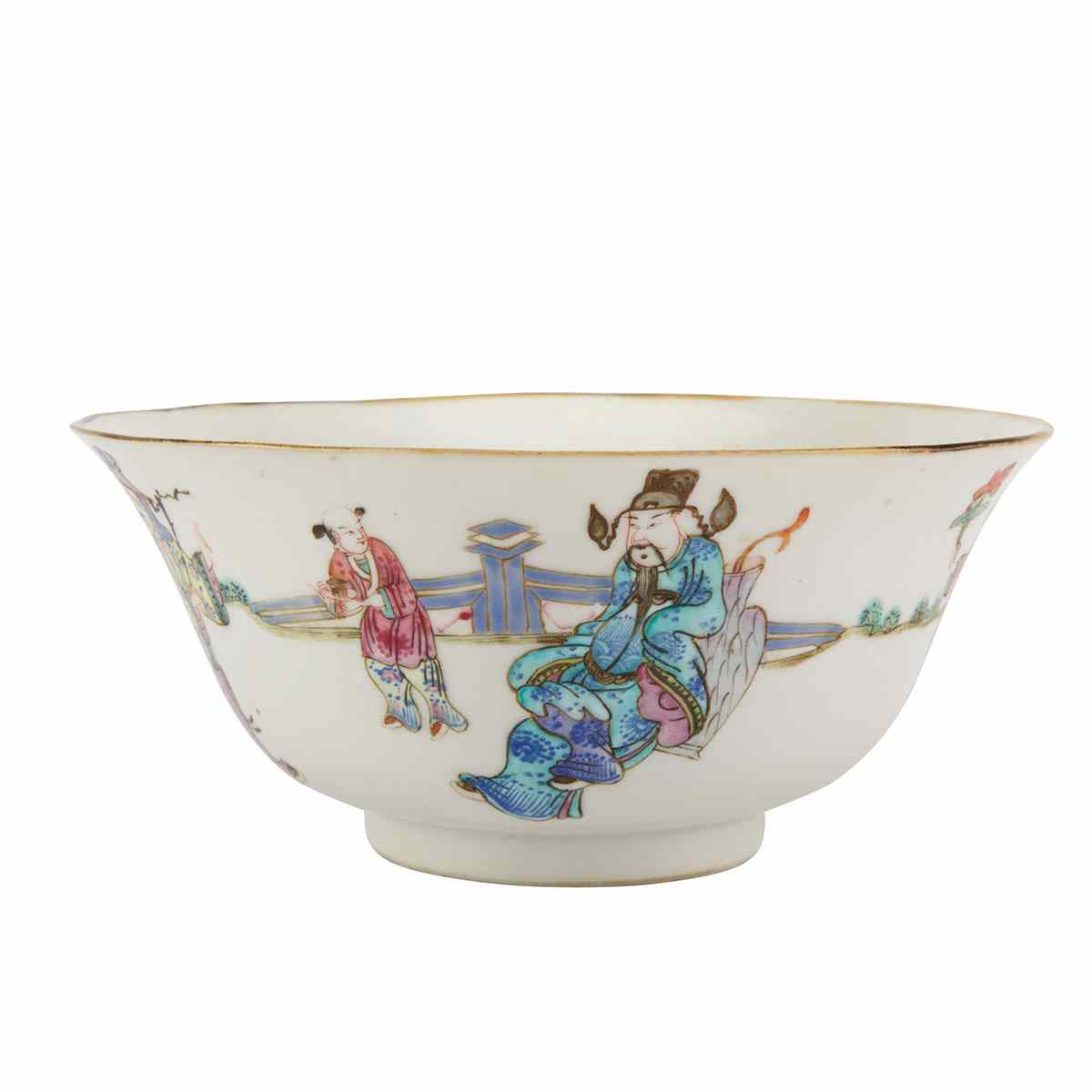 Appraisal: Famille Rose Figural Bowl Tongzhi Mark and Period - The