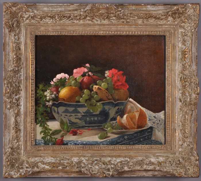 Appraisal: ATTRIBUTED TO FRANCOIS BONVIN STILL LIFE WITH FRUIT AND FLOWERS