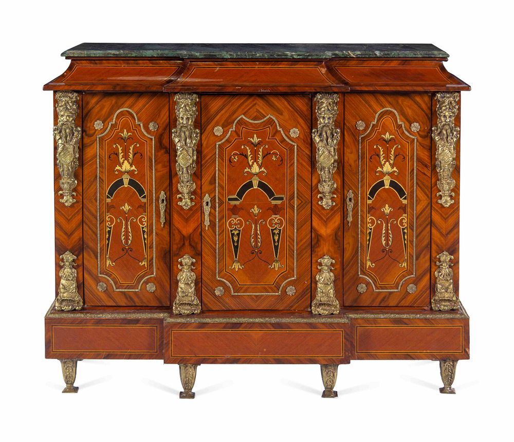 Appraisal: A Napoleon III Style Gilt Metal Mounted Painted Marble-Top Cabinet