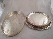 Appraisal: Silver plate A gadrooned lobed rim waiter on claw and