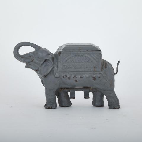 Appraisal: American Painted Cast Iron Elephant Form Cigarette Dispenser c with