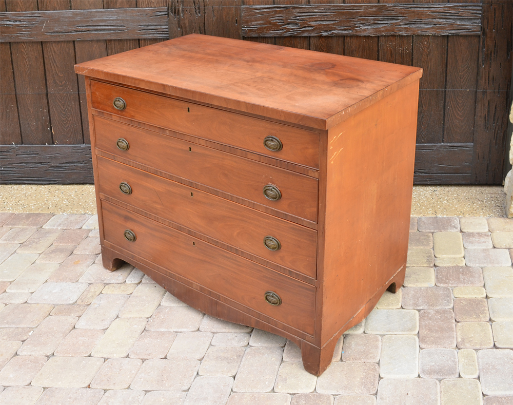 Appraisal: TH CENTURY MAHOGANY DRAWER CHEST board top graduated drawers with