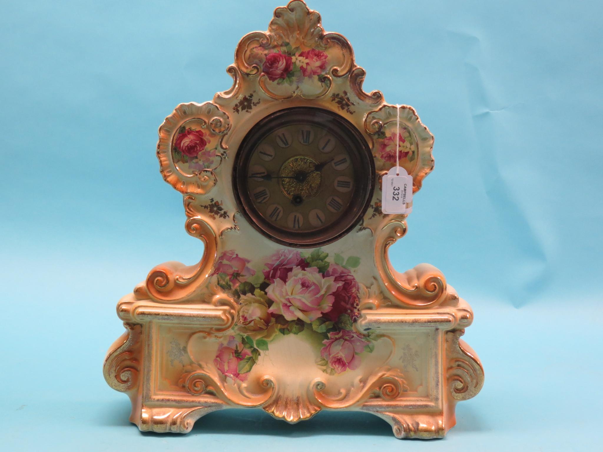 Appraisal: An early th century earthenware clock garniture rococo-style clock in