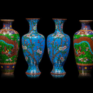 Appraisal: Two Pairs of Japanese Cloisonn Enamel Baluster Vases EARLY TH