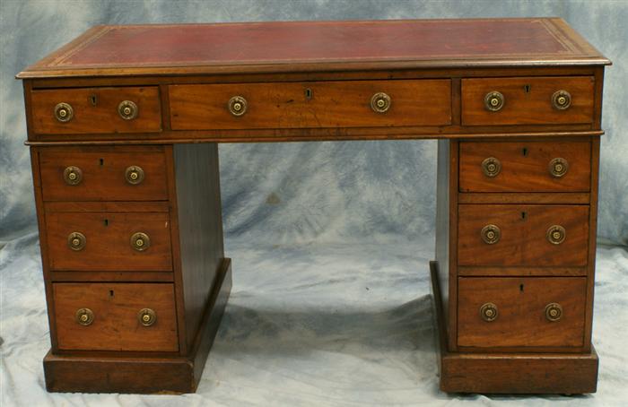 Appraisal: Georgian mahogany part kneehole desk tooled leather section top early