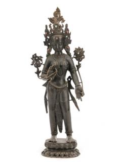 Appraisal: Tibetan Patinated Bronze Figure of Tara Tibetan th century A