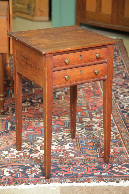 Appraisal: TWO DRAWER STAND Pine having rolled drawers with brass pulls