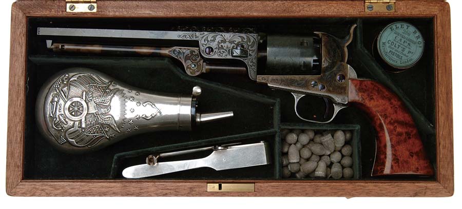 Appraisal: CASED ENGRAVED KLAY-COLT RD TYPE MODEL NAVY REVOLVER Cal SN