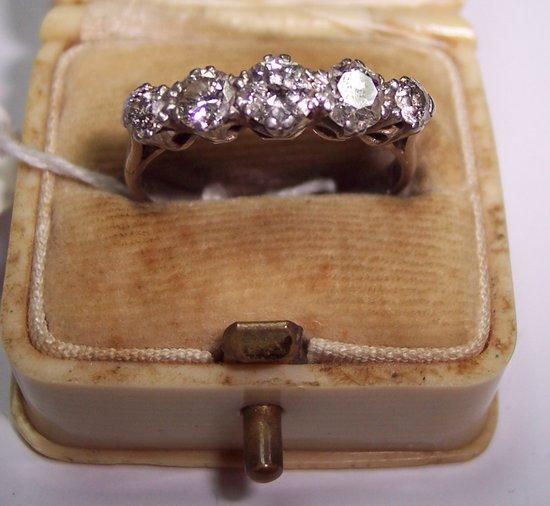 Appraisal: A five-stone diamond ring set in ct white gold and