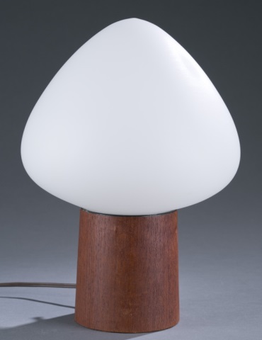 Appraisal: Modern Mushroom Lamp White frosted glass top on wooden base