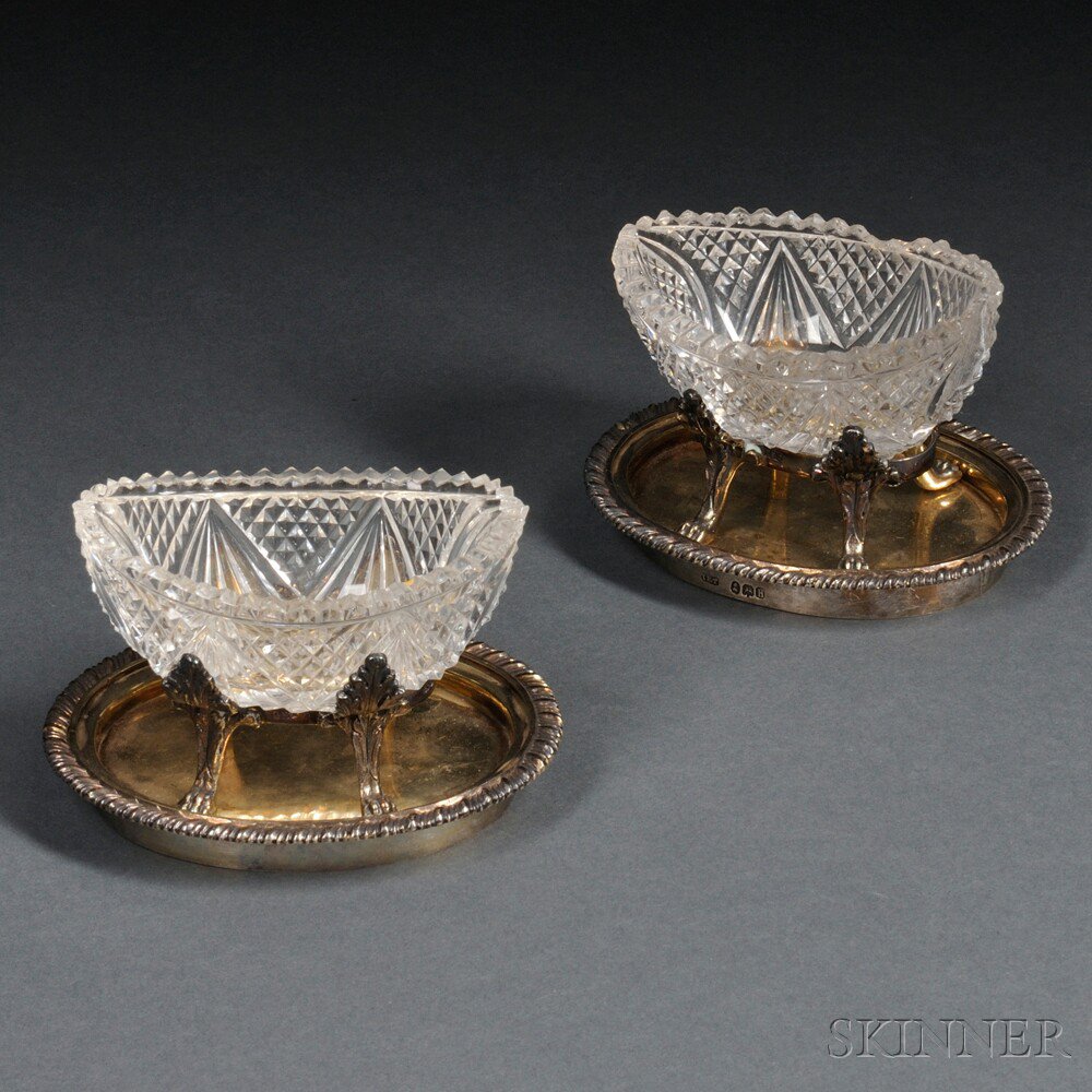 Appraisal: Pair of George IV Sterling Silver Salts and Undertrays London