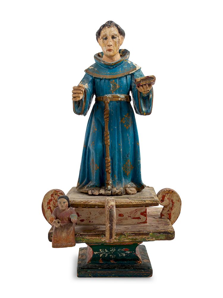 Appraisal: A Continental Painted Figure of a Saint A Continental Painted