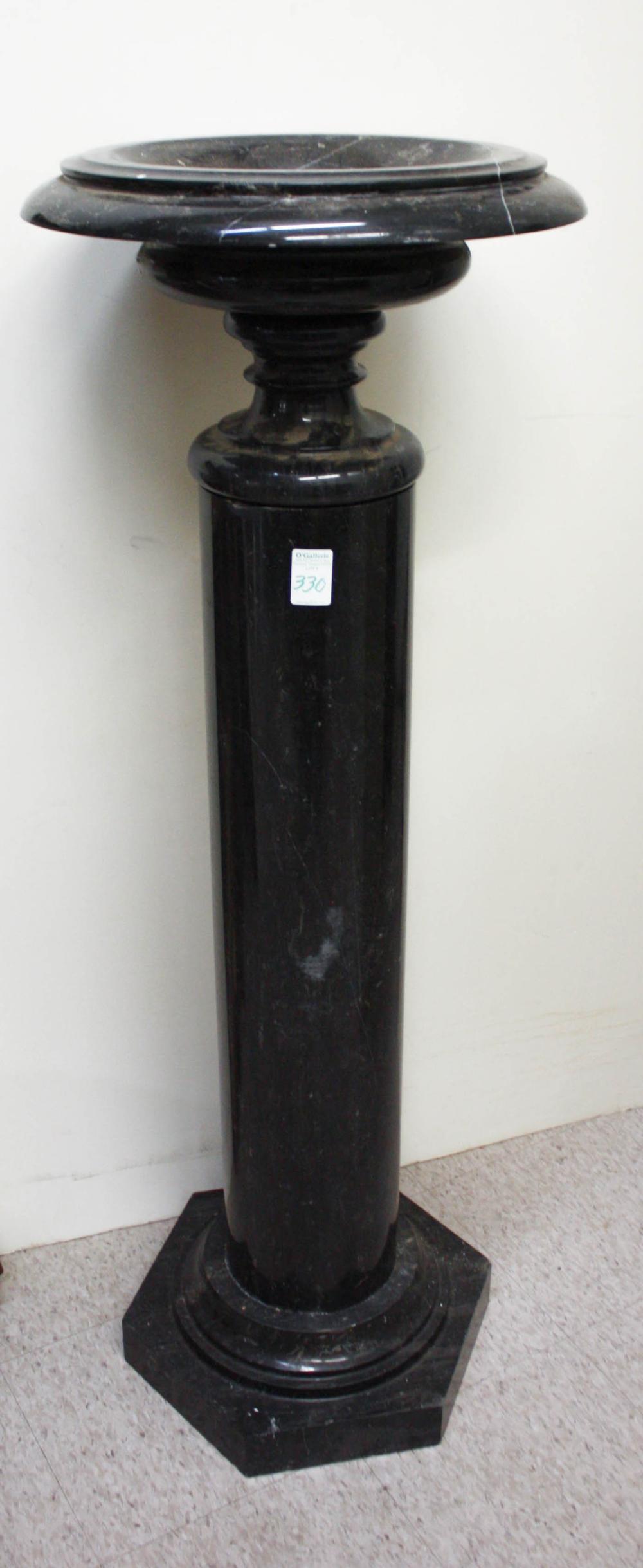 Appraisal: ITALIAN BLACK MARBLE TAZZA FLOOR PEDESTAL in four stacking segments