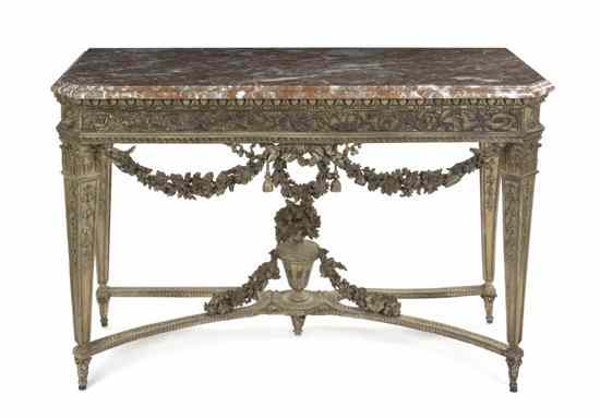 Appraisal: A Continental Carved and Painted Console Table having a rectangular