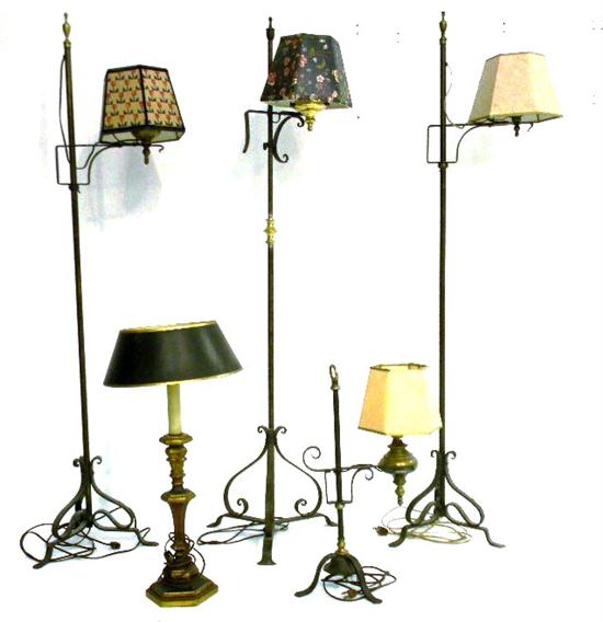 Appraisal: Five Colonial Revival iron lamps three floor lamps two table